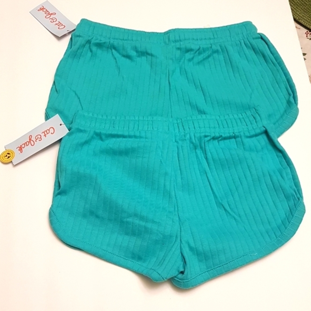 Cat and‎ Jack Girls' Knit Pull-On Shorts - Dark Mint (2set) - Picture 2 of 7